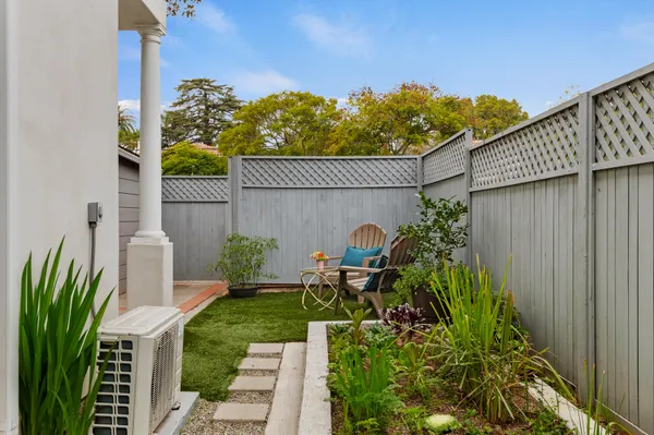 a view of a backyard with plants
