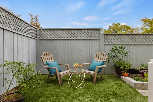 a view of a chairs in patio
