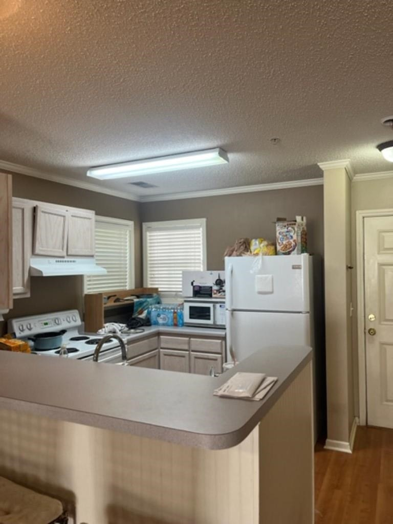 3770 Pardue Woods Place, Unit 103 Raleigh, NC 27603 - Photo 8 of 12 a kitchen with kitchen island a sink a stove and a refrigerator