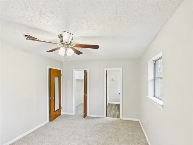 a close up view of closet