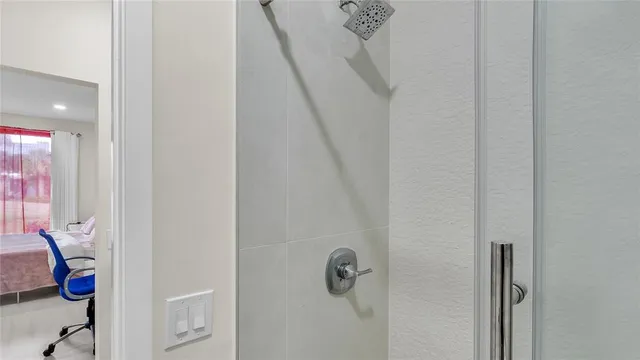 a bathroom with a shower