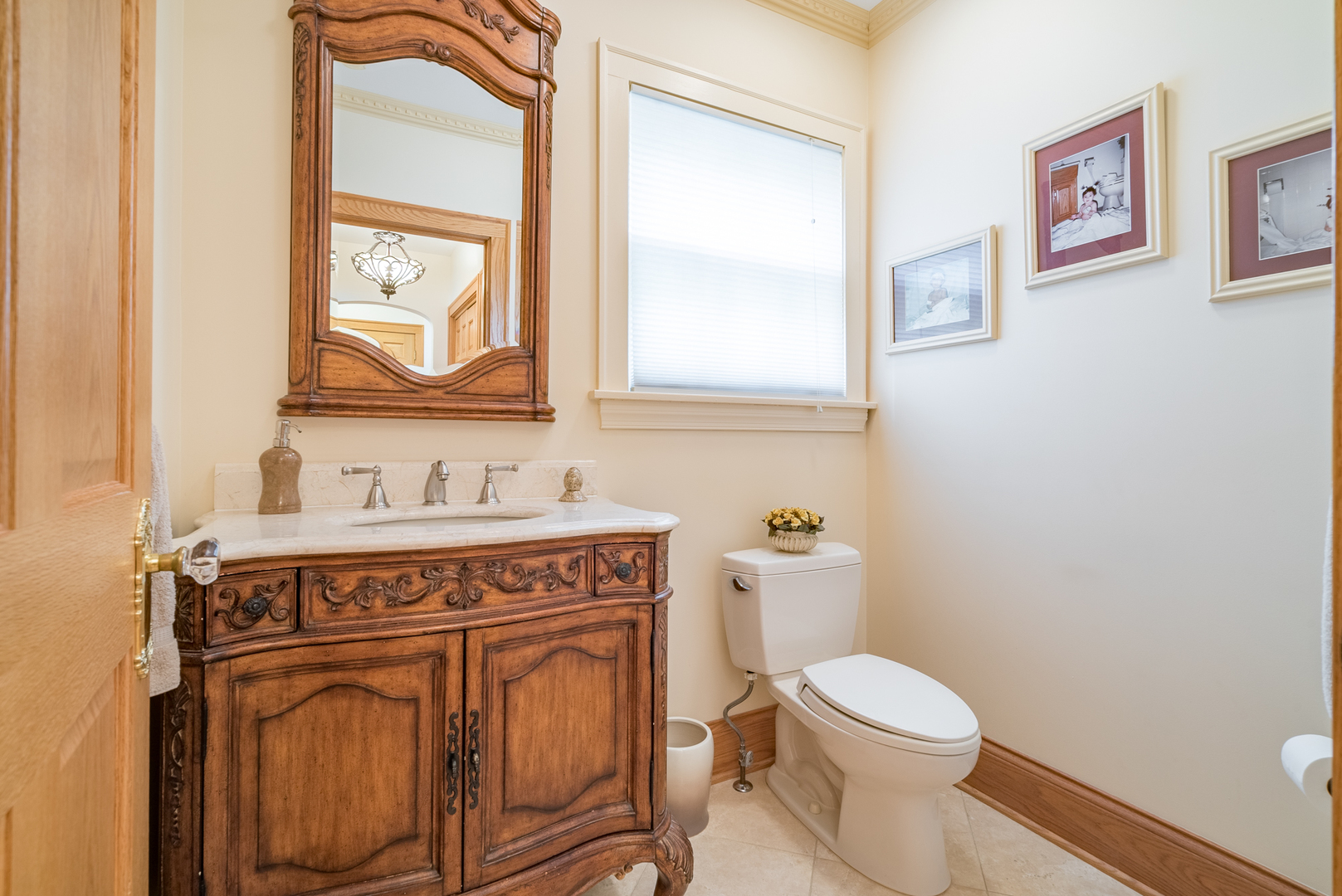 117 Elmore Street Park Ridge, IL 60068 - Photo 11 of 31 a bathroom with a sink a toilet and a mirror