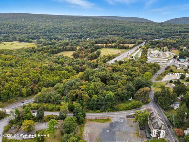 a view of a city and mountain view