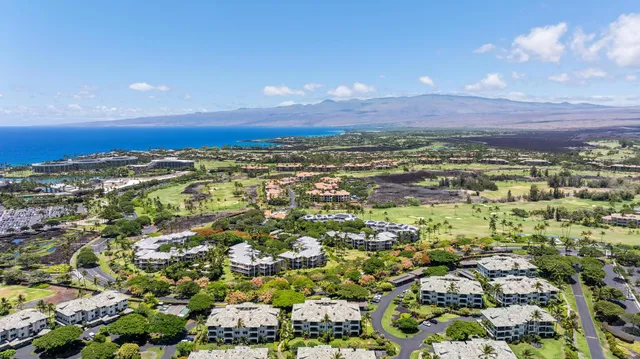 an aerial view of residential building and trees around