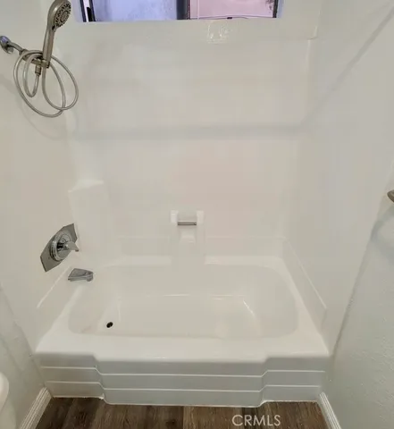 a bathroom with a bathtub