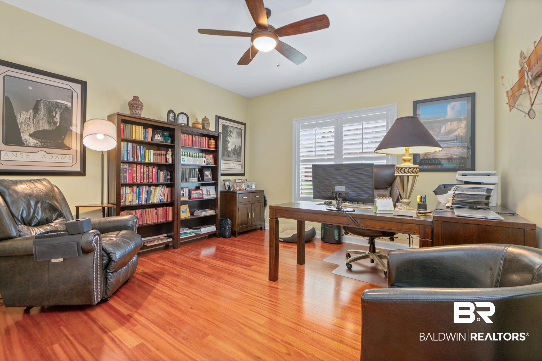 105 Beaver Dam Road Fairhope, AL 36532 - Photo 15 of 55 Office with ceiling fan and hardwood / wood-style flooring