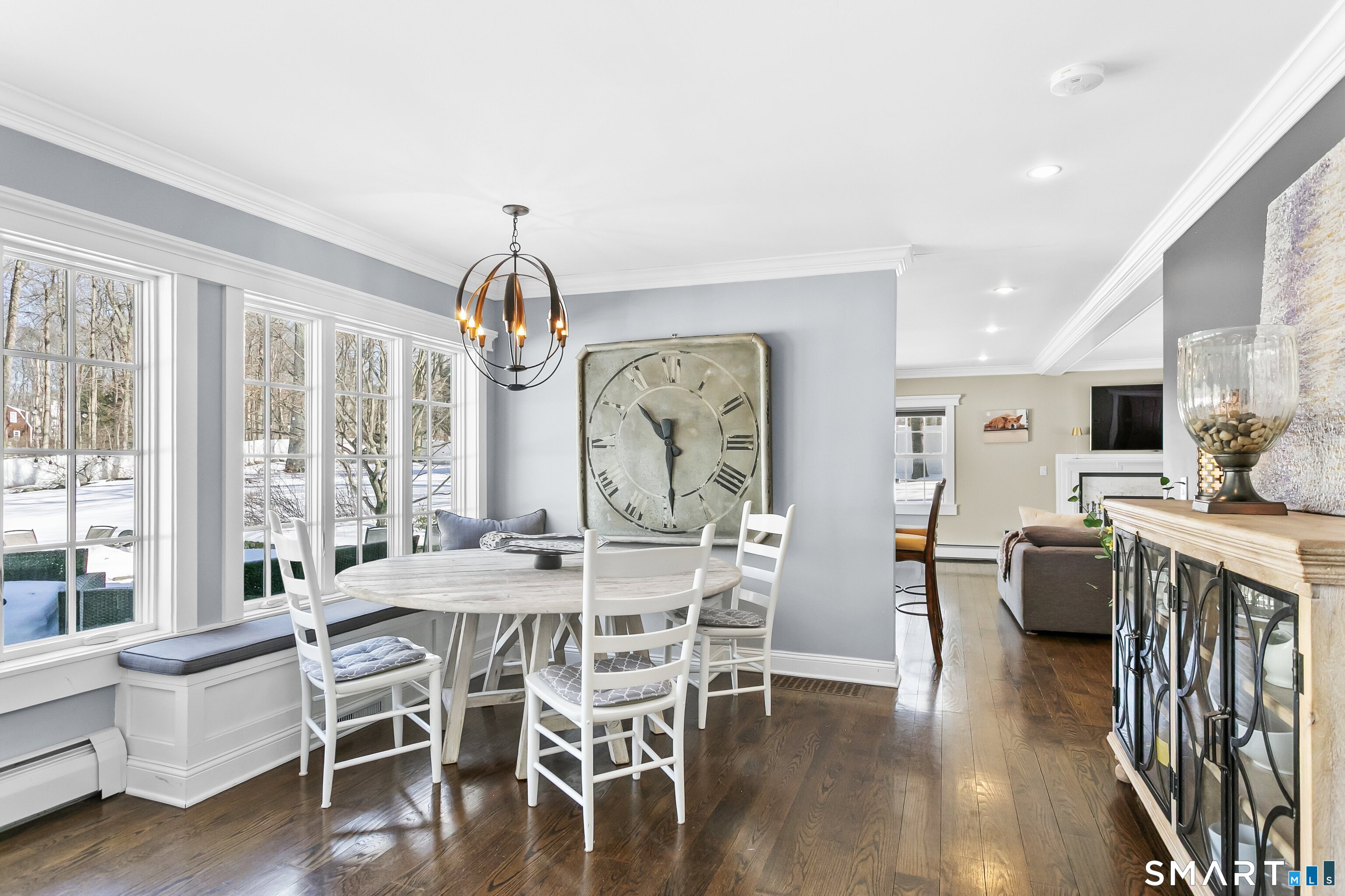 205 Weston Road Weston, CT 06883 - Photo 10 of 21 a view of a dining room with furniture window and wooden floor