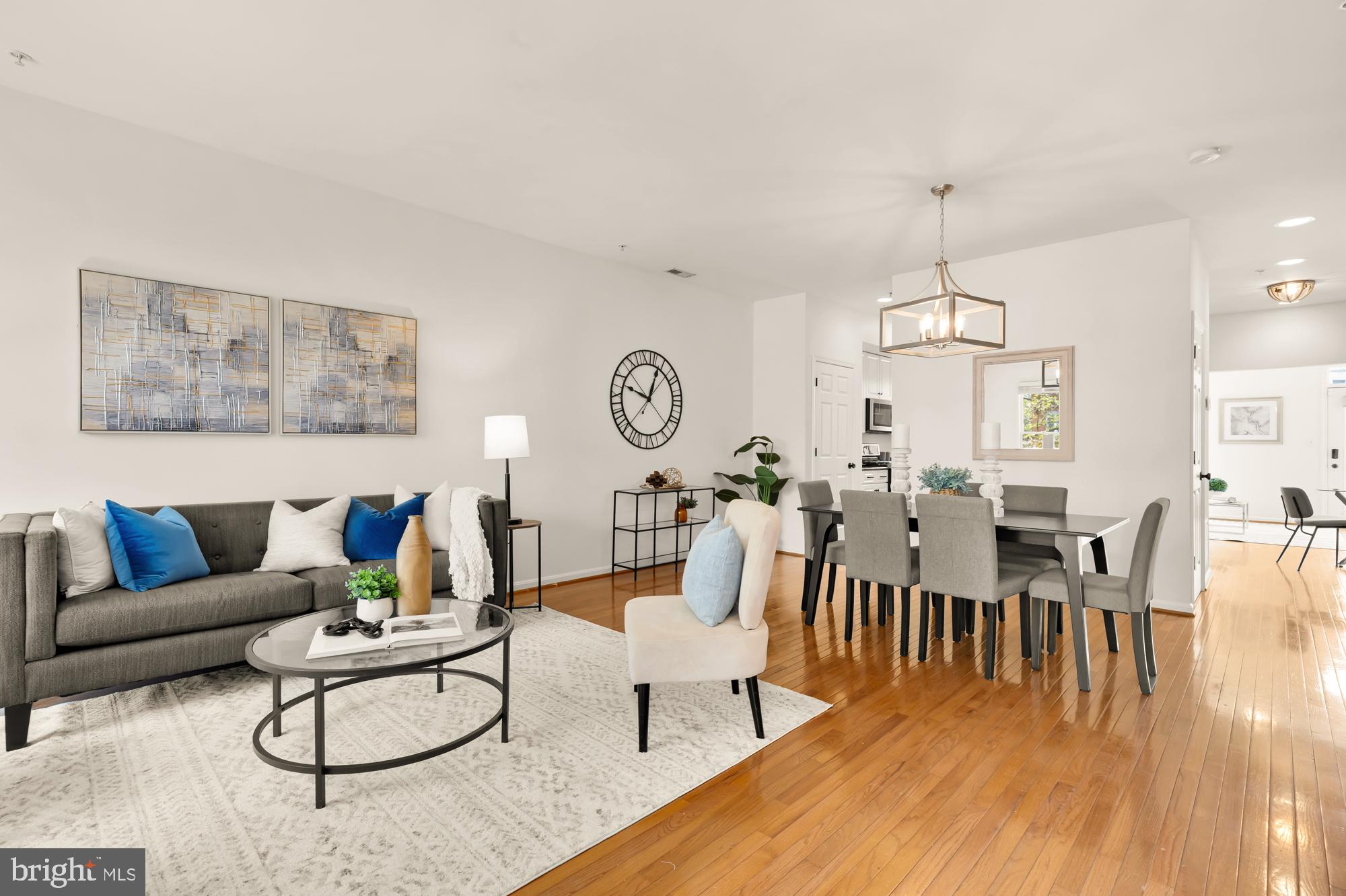 255 14th Street Southeast, Unit A Washington, DC 20003 - Photo 1 of 28 a living room with couches a dining table and chairs with wooden floor