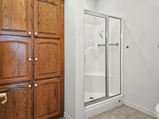 wooden view of a bathroom