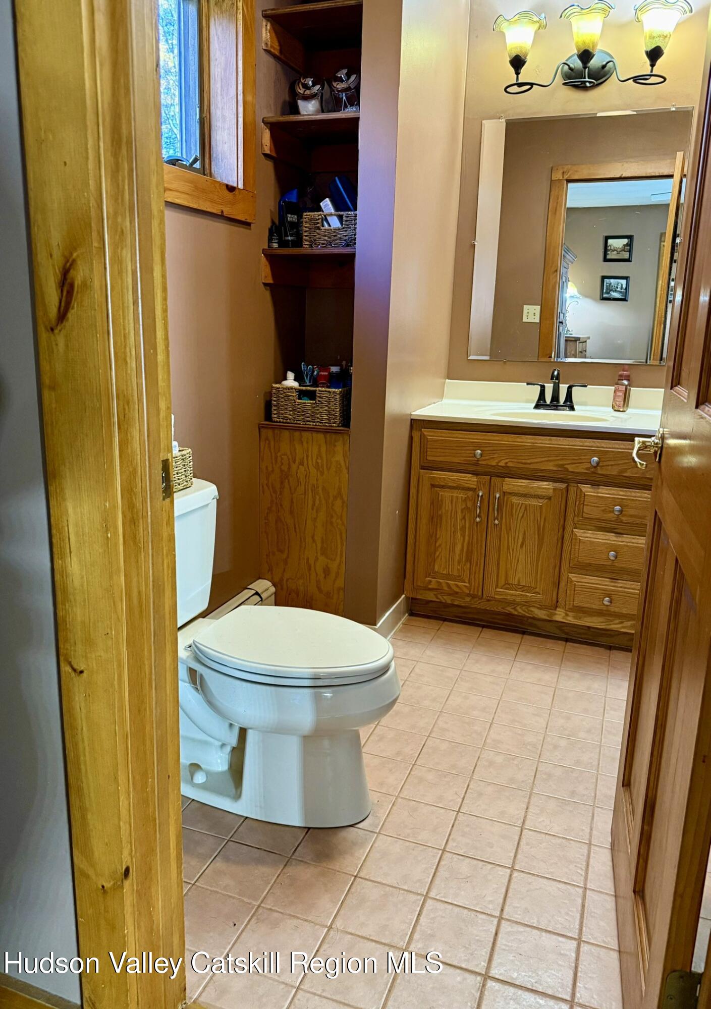 485 Potic Mountain Road Catskill, NY 12414 - Photo 9 of 46 a bathroom with a sink a toilet and mirror
