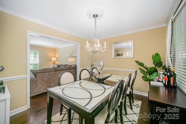 a view of a a dining room with furniture window and wooden floor