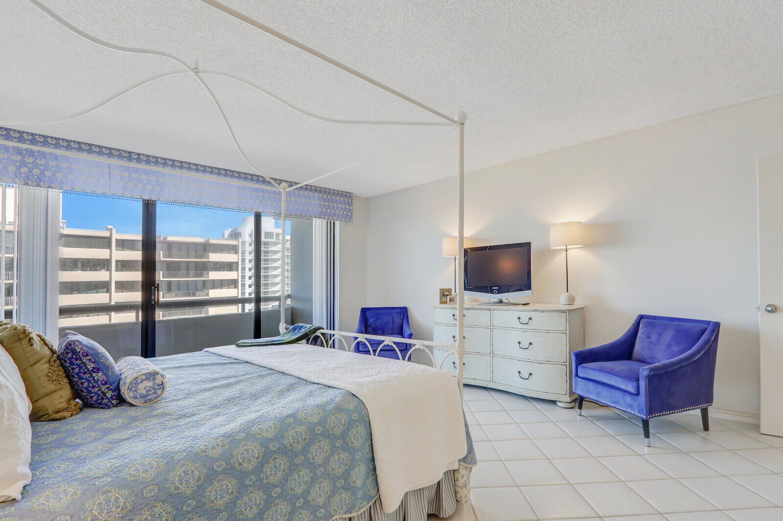 4100 North Ocean Drive, Unit 1501 Singer Island, FL 33404 - Photo 31 of 37 a bedroom with a bed and a television