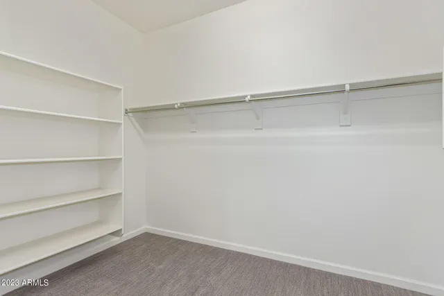 a view of an empty walk in closet