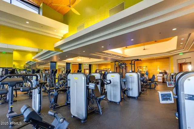 a room with gym equipment