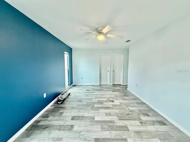a view of a room with rack and dryer