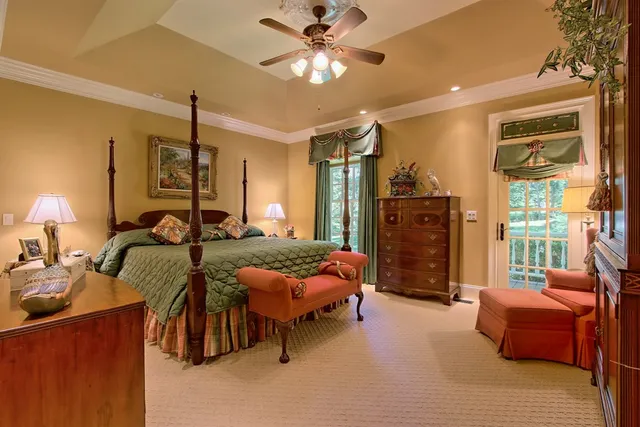 a view of a lobby with furniture and floor to ceiling window