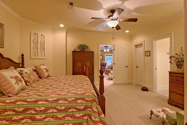 a view of a swimming pool with a yard