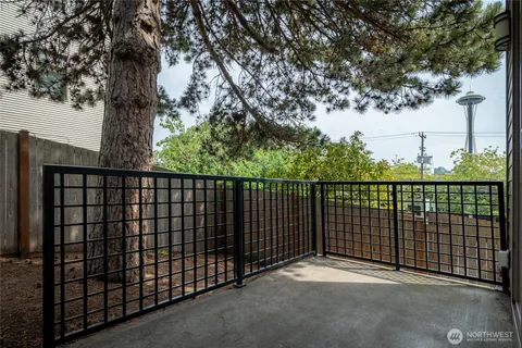 a view of a black gate