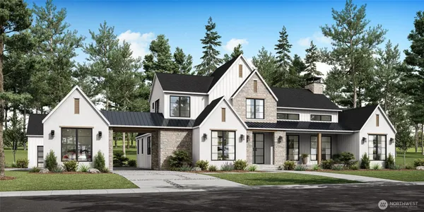 a view of white house with a yard