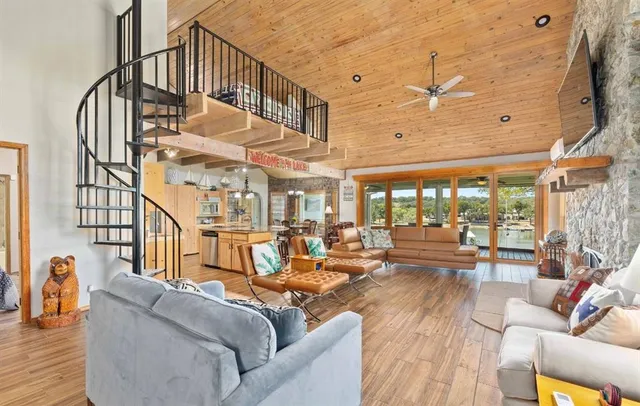 a living room with furniture