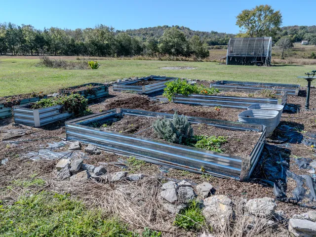 a view of a backyard with wooden fence