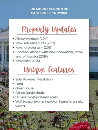 $799,900 | 538 Mt Vernon Road, Eagleville, TN 37060