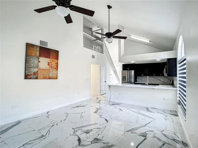 a view of a living room and garage