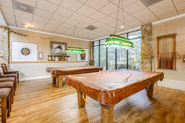 a view of a lake with sitting area