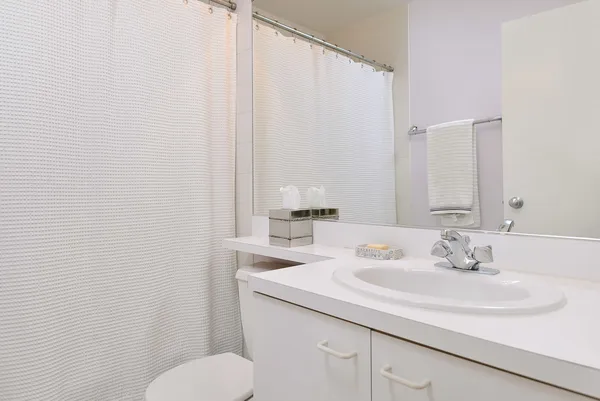 a bathroom with a sink toilet and a mirror