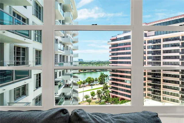 a view of a building from a windows