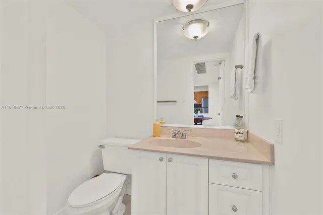 a bathroom with a sink toilet and vanity