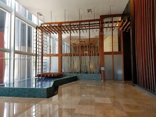 a view of a black and white door