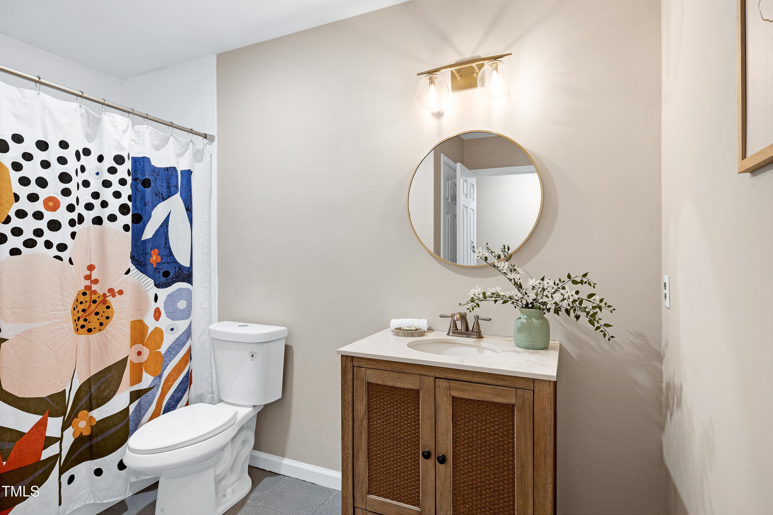 5121 Raintree Road Durham, NC 27712 - Photo 38 of 59 a bathroom with a sink mirror and toilet
