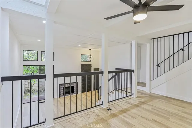 a view of a hallway with a bedroom