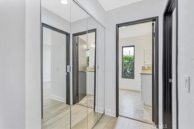 a view of elevator with hallway