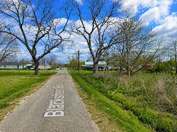 a view of a street with a tree on the side of it
