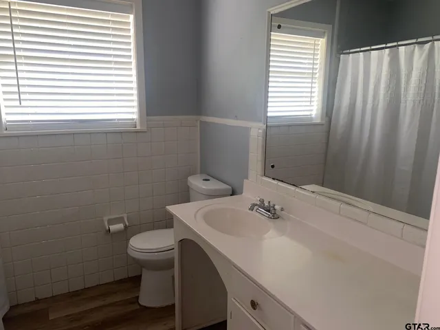 a bathroom with a sink a toilet and tub