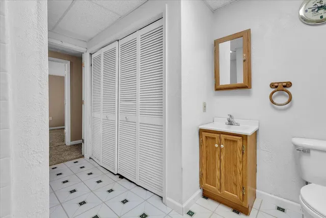 a view of balcony with wooden floor