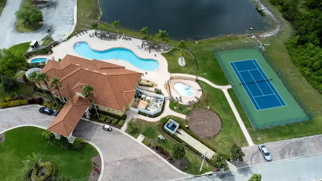 an aerial view of a house
