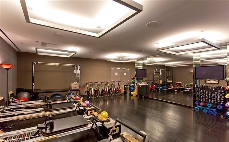 4381 West Flamingo Road, Unit 15310 Las Vegas, NV 89103 - Photo 39 of 52 Gym with wood finished floors