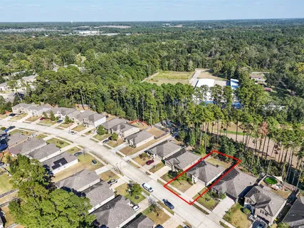 an aerial view of multiple house