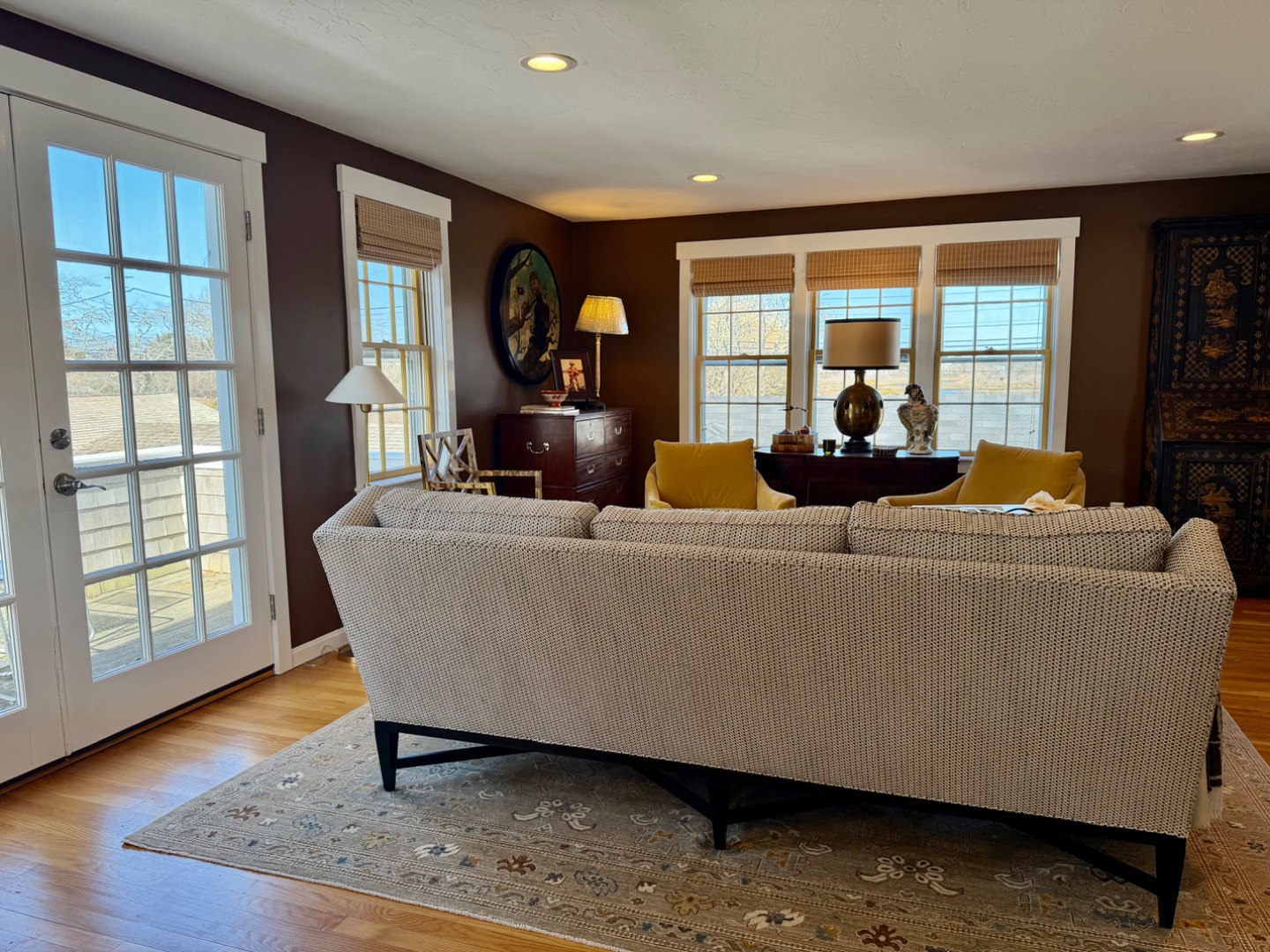 163 Orange Street Nantucket, MA 02554 - Photo 5 of 22 a living room with furniture and a large window