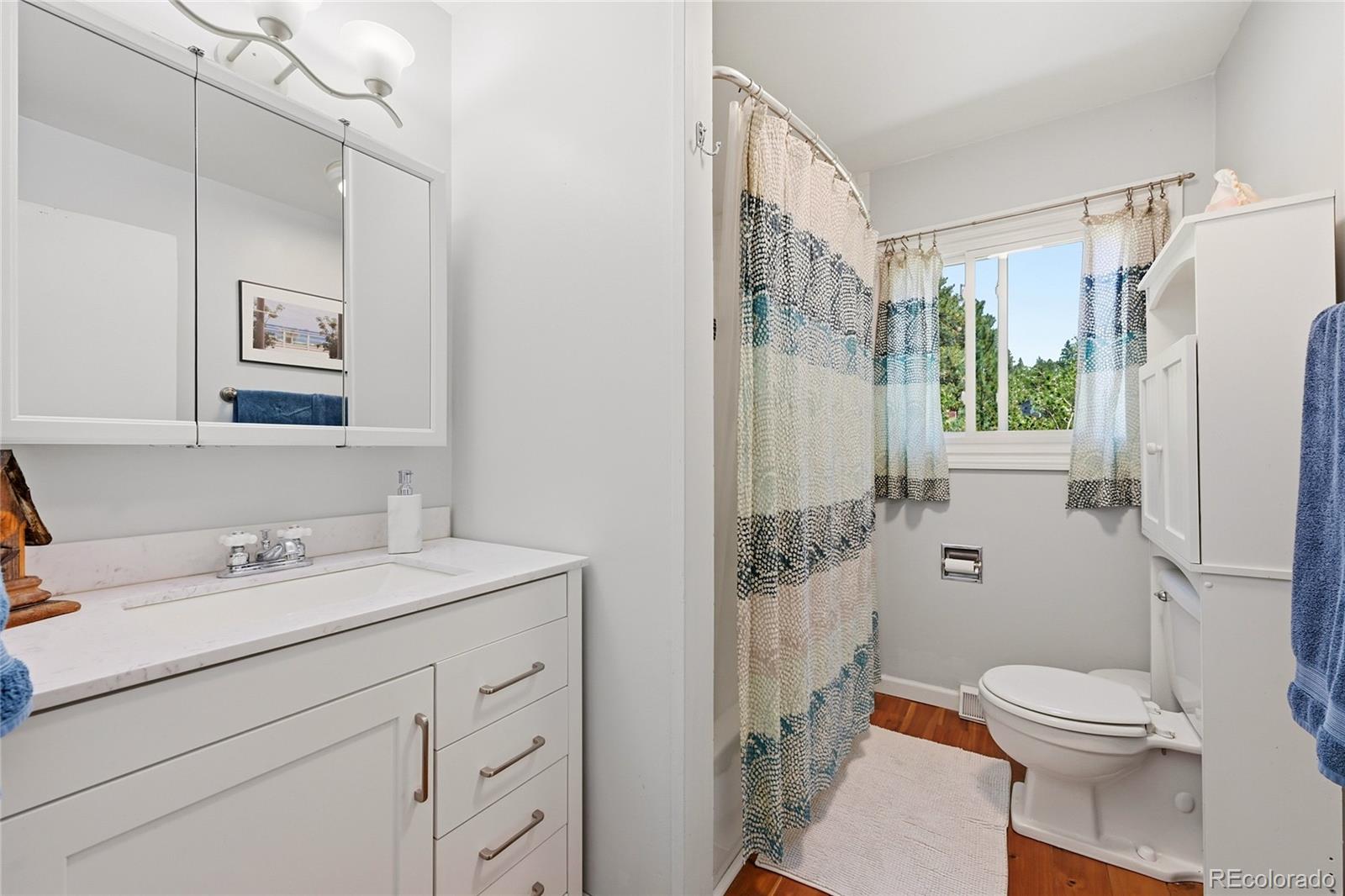 427 Brookside Drive Bailey, CO 80421 - Photo 32 of 37 a bathroom with a sink toilet and shower