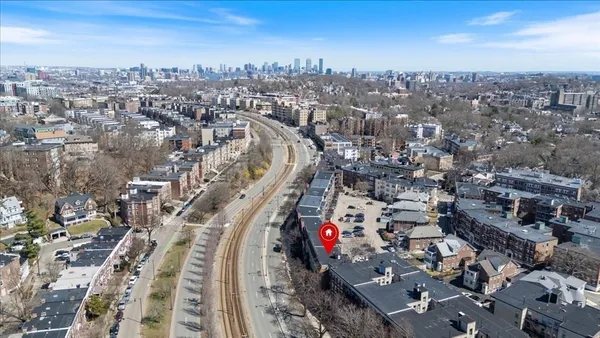 an aerial view of a city