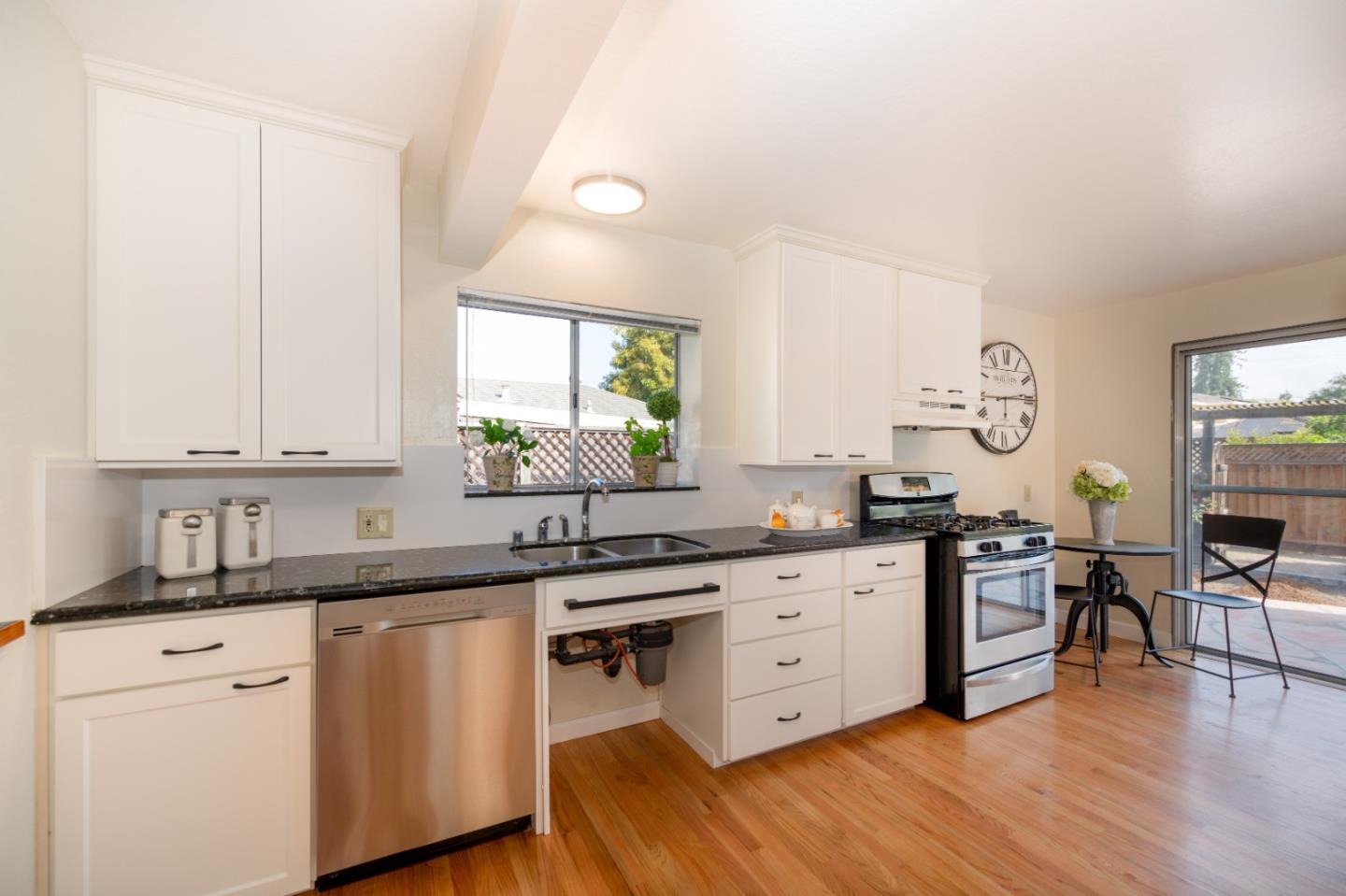250 Vincent Drive Mountain View, CA 94041 - Photo 7 of 23 a kitchen with granite countertop a sink cabinets and wooden floor
