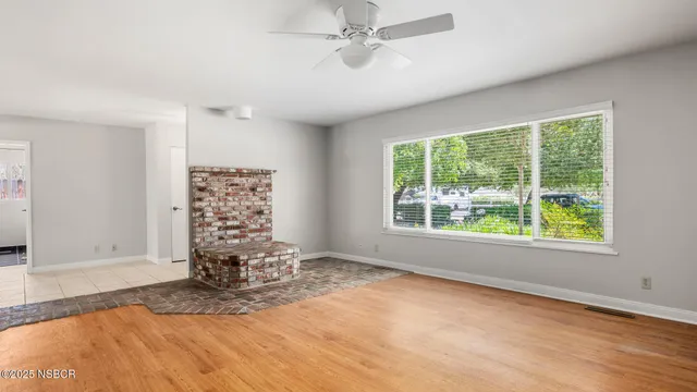 an empty room with windows