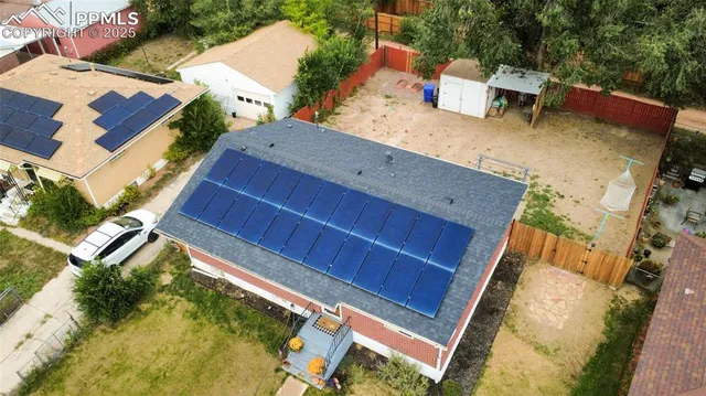 an aerial view of a house