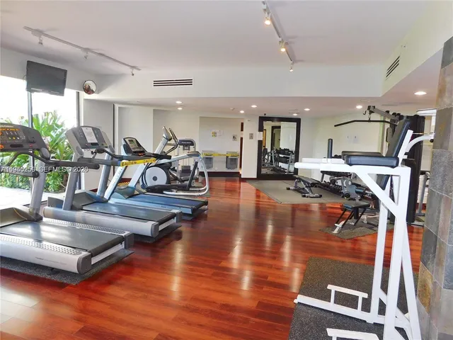 a view of a room with gym equipment