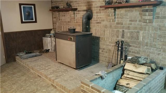 9035 Alex Goins Road Lyles, TN 37098 - Photo 18 of 20 Wood burning stove in gathering room. Has an entrance/exit door as well.