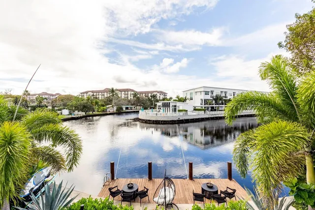 a view of a lake with houses